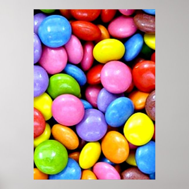 Candy pieces, colourful sweet treats poster (Front)