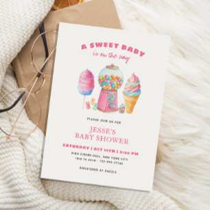 Candy Pink A Sweet Baby Shower is on the way  Invitation