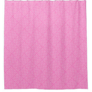 Candy Pink and White Girly Basket Weave Pattern Shower Curtain
