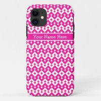 Candy Pink and White Islamic Geometric Pattern