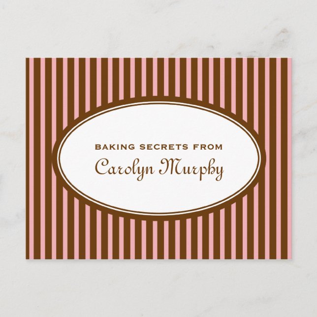 Candy pink chocolate brown custom recipe card (Front)