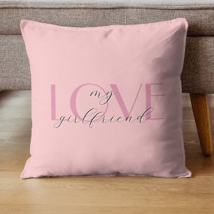 Candy Pink Elegant LOVE Pastel Rose Valentine Cushion