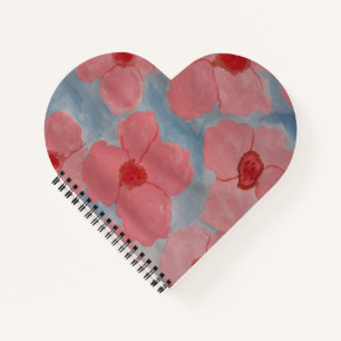 Candy Pink Flowers Heart Notebook