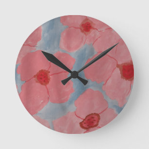 Candy Pink Flowers Round Clock