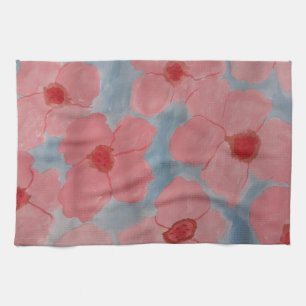 Candy Pink Flowers Tea Towel