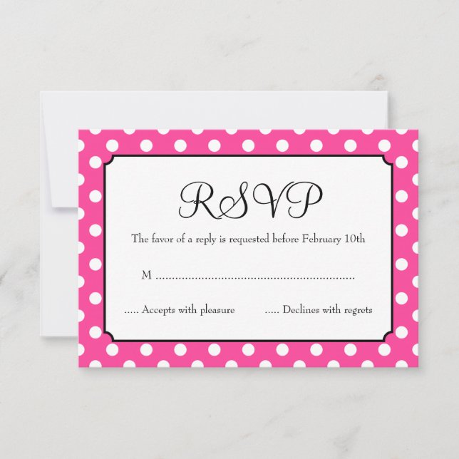 Candy Pink Polka Dot Bat Mitzvah RSVP Card (Front)