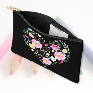 Candy Pink Roses & Heart Accessory Pouch