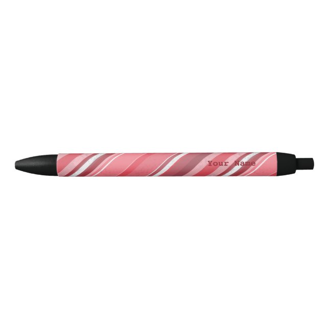 Candy Pink Stripes Black Ink Pen (Front)