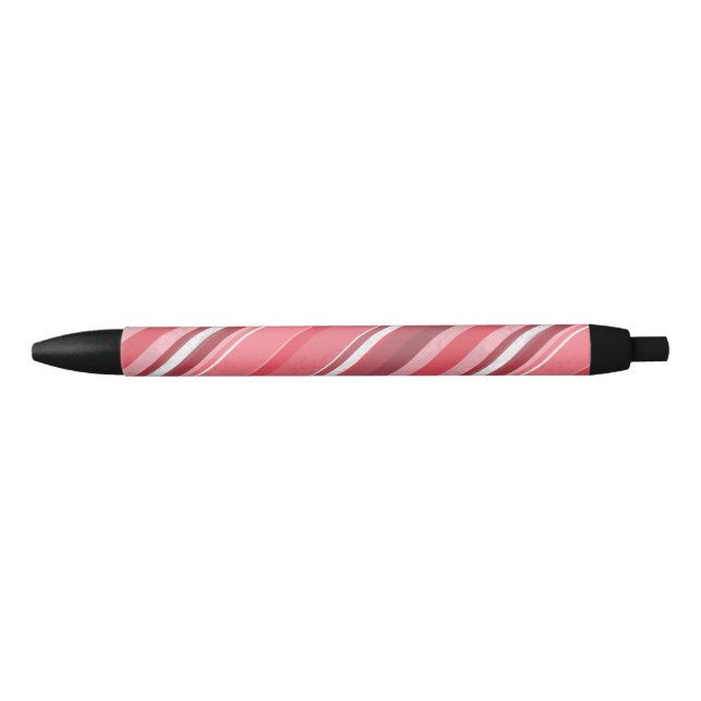 Candy Pink Stripes Black Ink Pen (Front)
