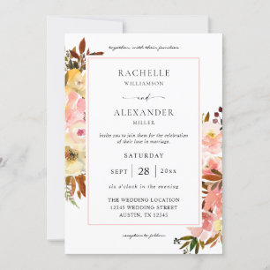 Candy Pink & Yellow Floral 2 Wedding Invitation