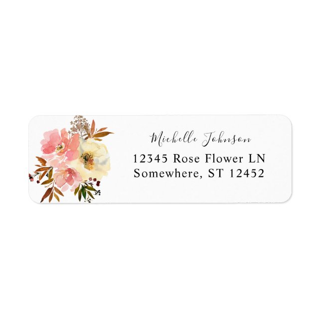 Candy Pink & Yellow Floral Return Address Label (Front)