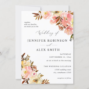 Candy Pink  & Yellow Floral Wedding Invitation
