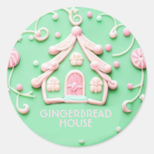 Candy/Pnk Gingerbread House/Classic Round Sticker