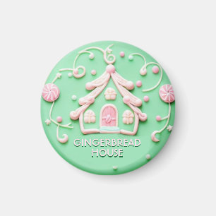 Candy/Pnk Gingerbread House Magnet