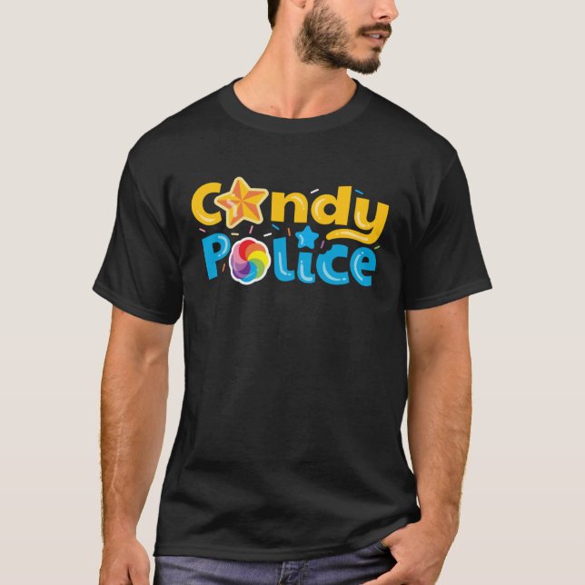 Candy Police Cute  Trick Or Treat Halloween Costum T-Shirt (Front)