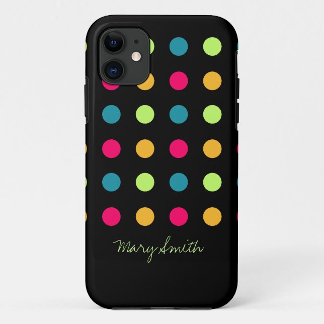 Candy Polka Dot Custom Name Blue Case-Mate iPhone Case (Back)