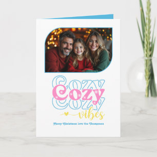 Candy Pop Cosy Vibes Retro Christmas Photo Holiday Card