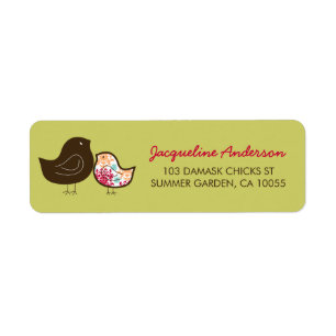 Candy Pop Damask Chicks Baby Shower Address Labels