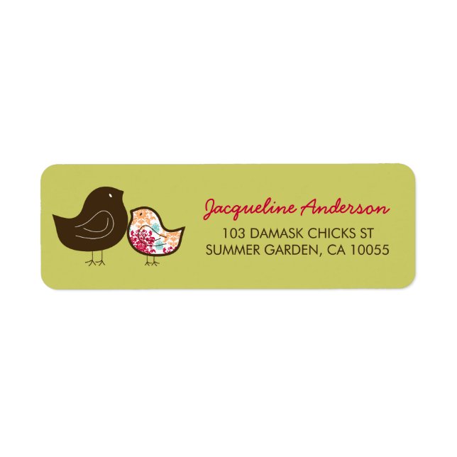 Candy Pop Damask Chicks Baby Shower Address Labels (Front)