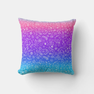 Candy Pop Floral Doodle Art Throw Pillow