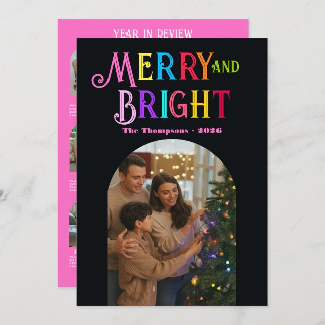 Candy Pop "Year in Review" Photos Christmas Holiday Card (Front/Back)