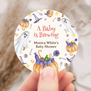 Candy Pumpkin Ghosts Halloween Baby Brewing Shower Classic Round Sticker