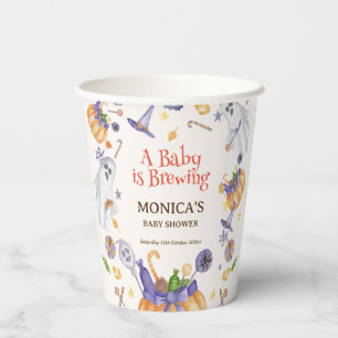 Candy Pumpkin Ghosts Halloween Baby Welcome Sign Paper Cups