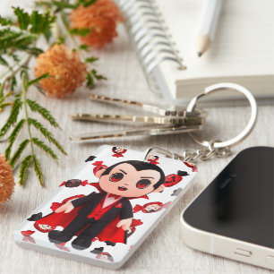 Candy Red And Black Dracula Inspired Halloween Key Ring