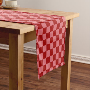 Candy Red and Candy Pink Checkerboard Short Table Runner