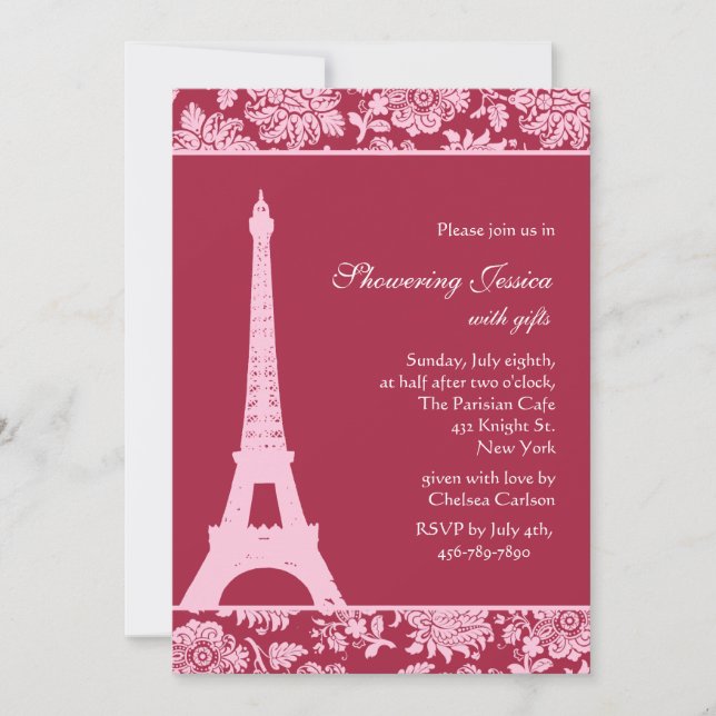Candy Red in Paris Bridal Shower Invitation (Front)