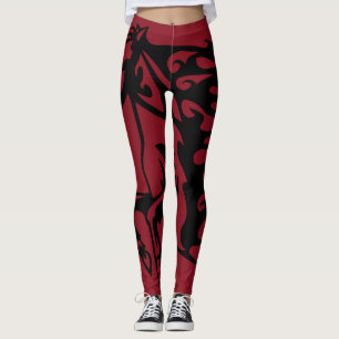 Candy Red Pony Horse Bronco Stallion Line Art Leggings