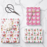 Candy Santa Christmas Pattern Watercolor Wrapping Paper Sheet<br><div class="desc">Watercolor Hand-painted</div>