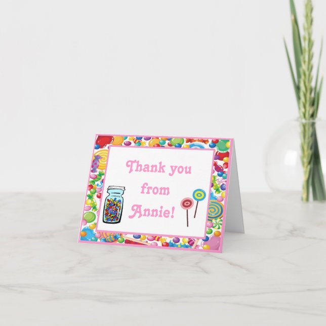 Candy Shop Birthday Thank You Note Cards (Front)