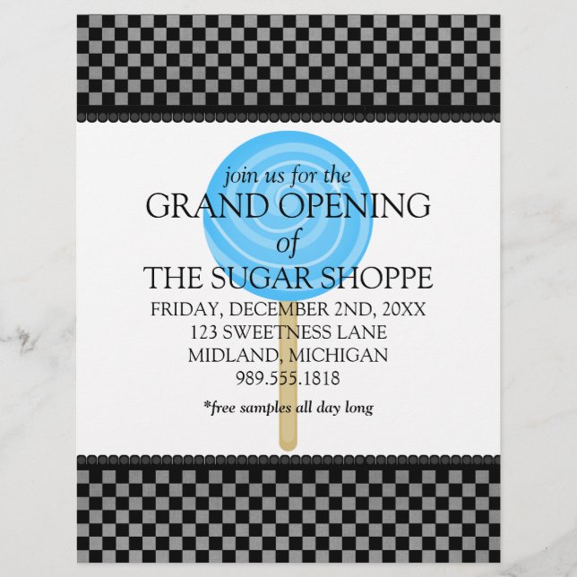 Candy Shop Grand Opening Announcement Flyers (Front)