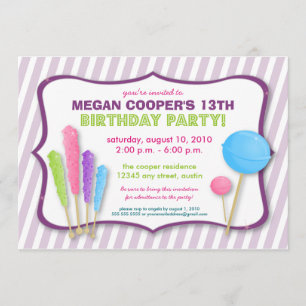 Candy Shoppe Birthday Party Invitation (purple)