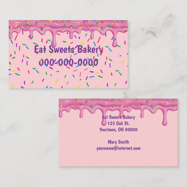 Candy Sprinkles And Icing Bakery Business Card (Front/Back)