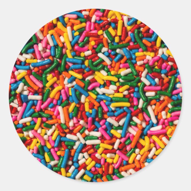 Candy Sprinkles Classic Round Sticker (Front)