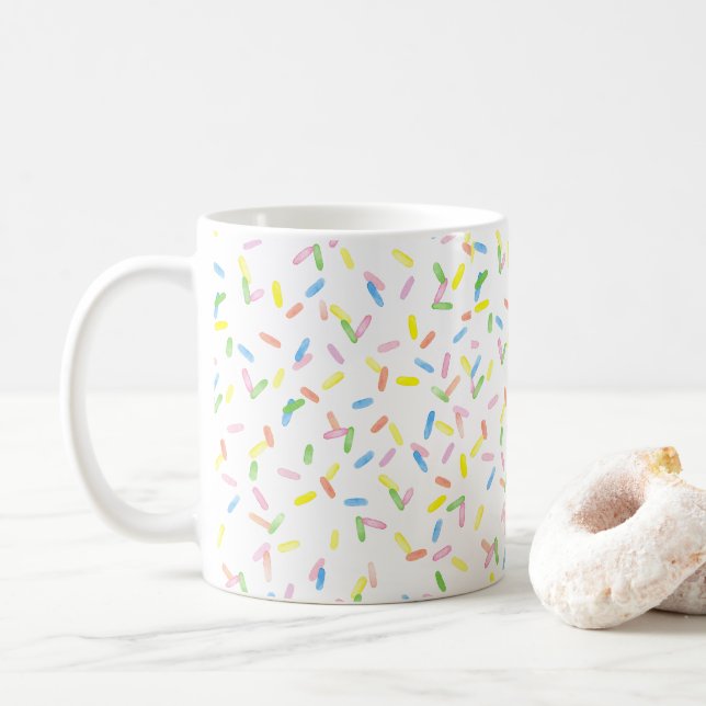 Candy sprinkles cute colourful watercolor mug (With Donut)