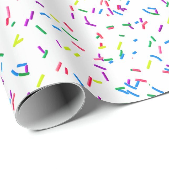 Candy Sprinkles On White Wrapping Paper (Roll Corner)