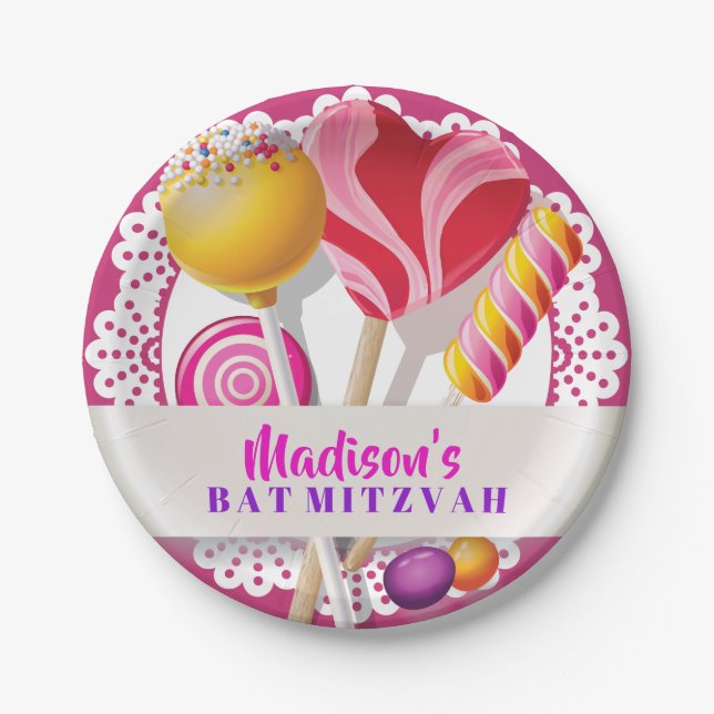 CANDY STORE Bat Mitzvah Paper Plate (Front)