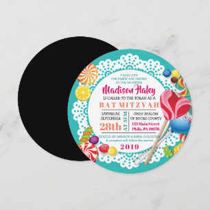 CANDY STORE ROUND Bat Mitzvah Invitation