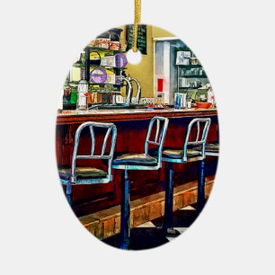 Candy Store With Soda Fountain Ceramic Tree Decoration