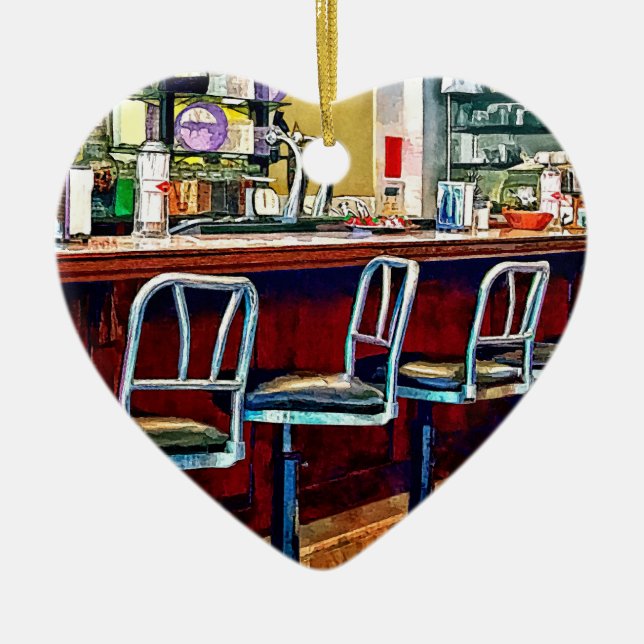 Candy Store With Soda Fountain Ceramic Tree Decoration (Front)