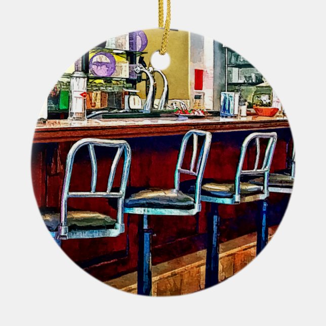 Candy Store With Soda Fountain Ceramic Tree Decoration (Front)