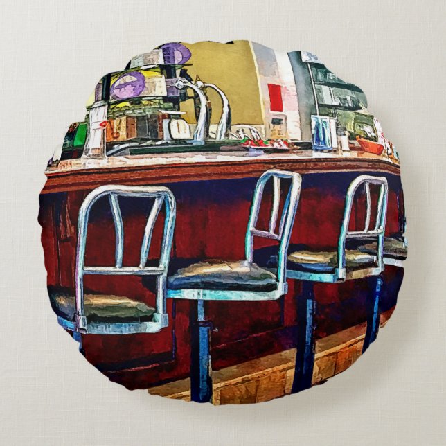 Candy Store With Soda Fountain Round Cushion (Front)