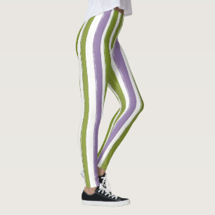 Candy Stripe Art Green Purple Vertical Stripe Leggings