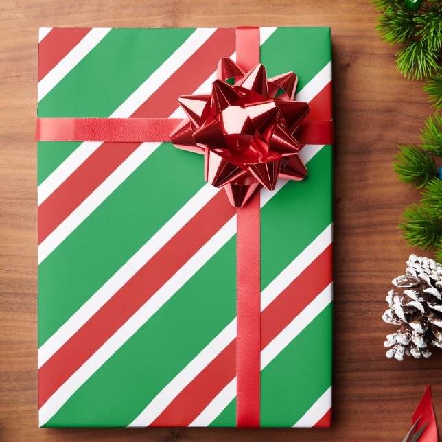 Candy Stripe Christmas Red Green White Wrapping Paper (Creator Uploaded)