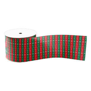 Candy Stripe Doodle Christmas Ribbon Grosgrain Ribbon