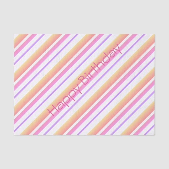 Candy Stripe Happy Birthday Tissue Paper (Front)