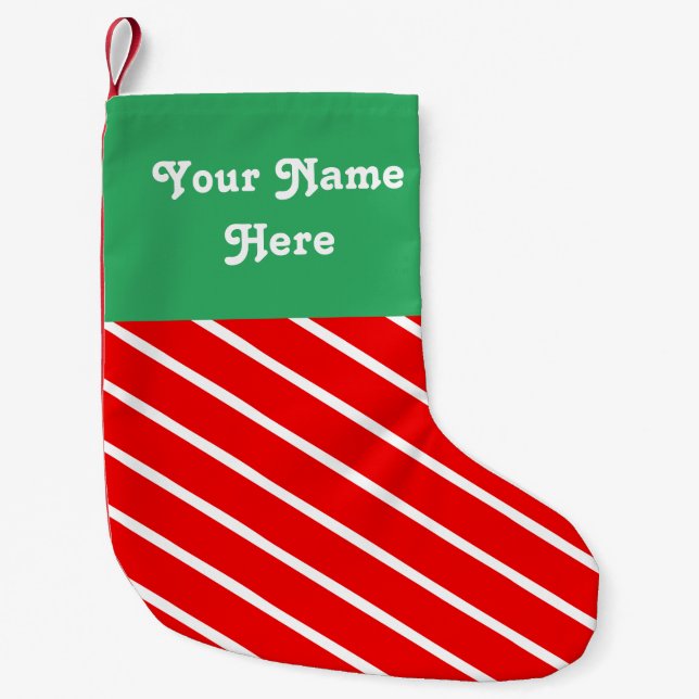 Candy Stripe Personalised Small Christmas Stocking (Front)